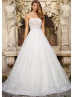 Strapless Beaded Ivory Lace Tulle Wedding Dress